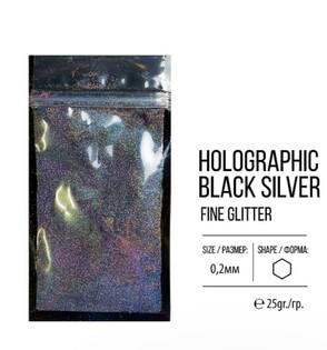 glitter melkij Holographic Black Silver Фото 